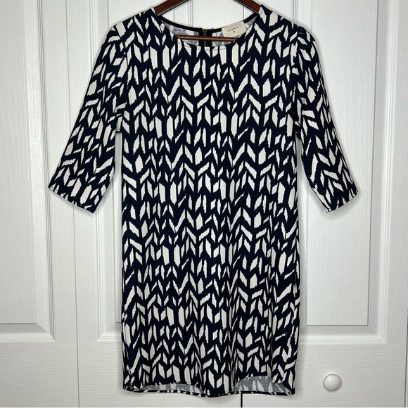 Everly Abstract Chevron Mini Dress Blue Small - Picture 2 of 9